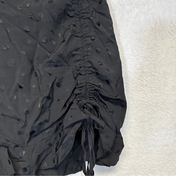 Forever 21 Black Polka Dot Print Ruched Ruffle Hem Mini Skirt Size XS - Picture 4 of 9